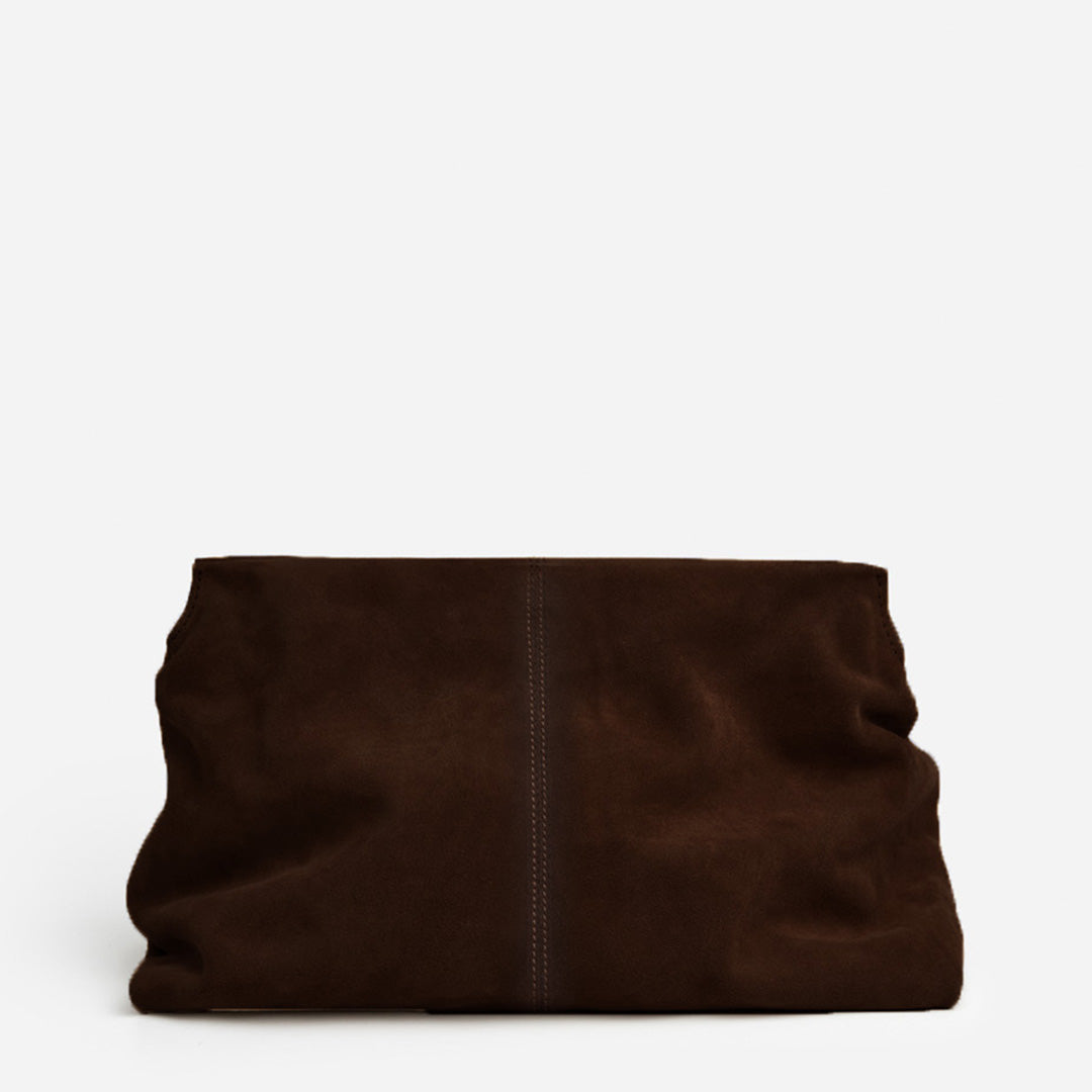 Clay Clutch Suede Chocolate