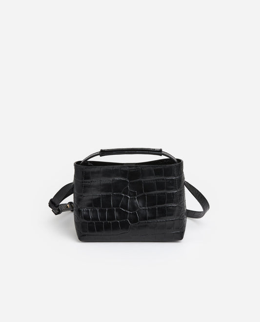 Hedda Mini Handbag Leather Black Croco